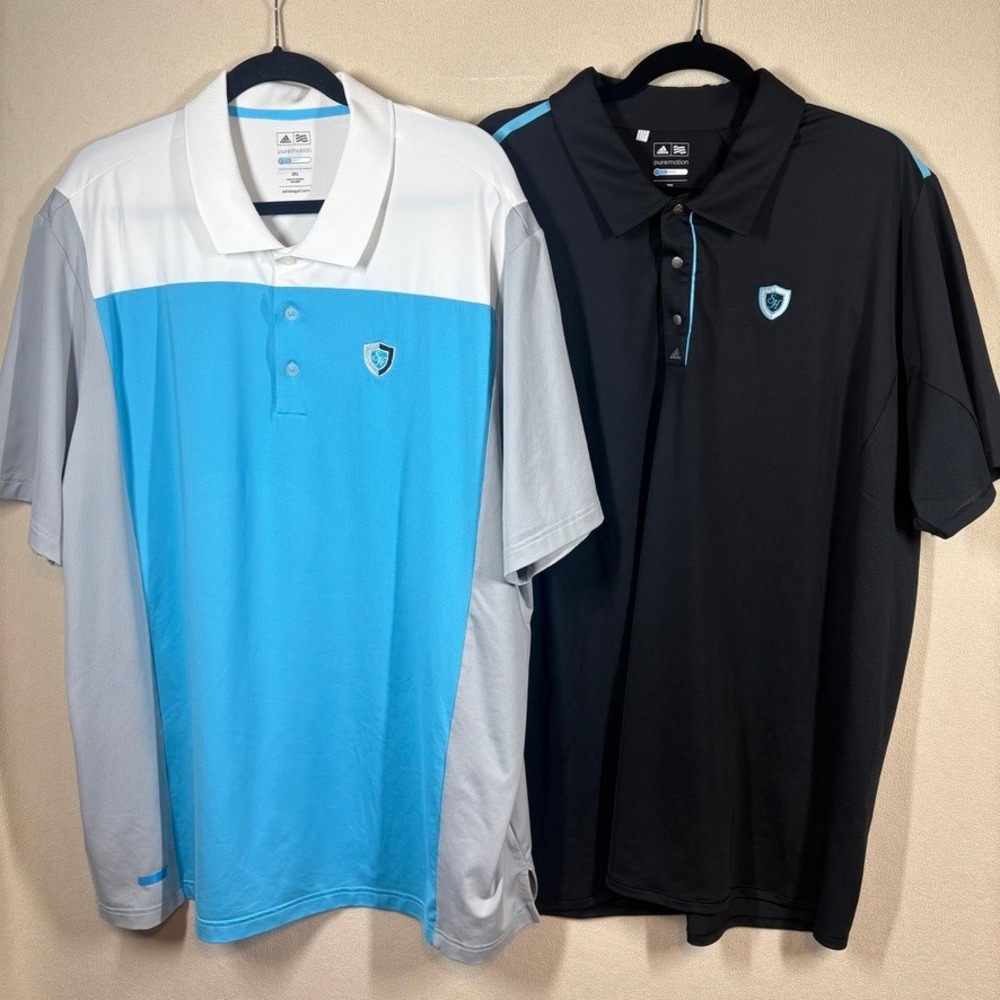 Lot of 2 Southern Highlands Adidas Puremotion Coolmax Golf Polo Shirts Mens 2XL